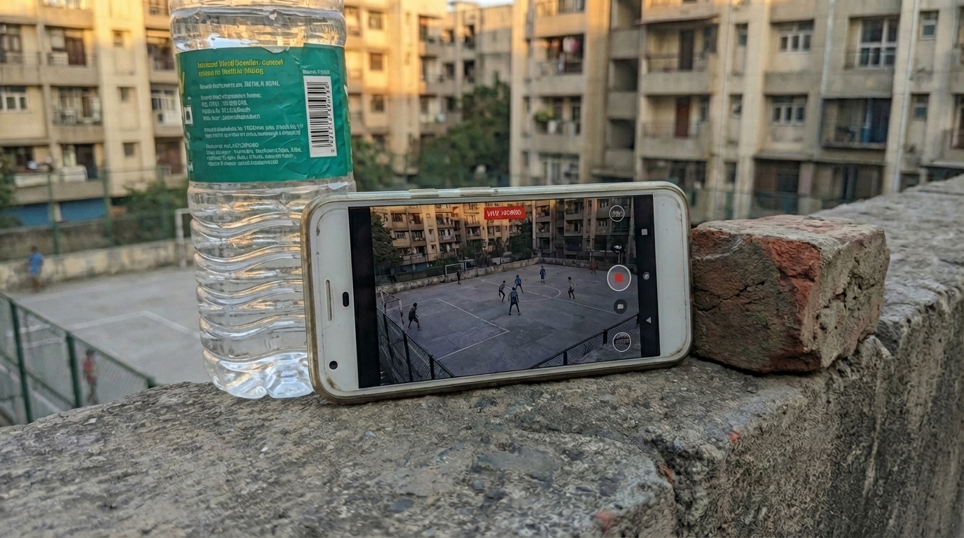 Phone on water bottle